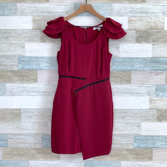 BCBGenerations Crepe Zippered Cocktail Dress Raspberry Wine Party Club Womens 4 - Picture 2 of 10